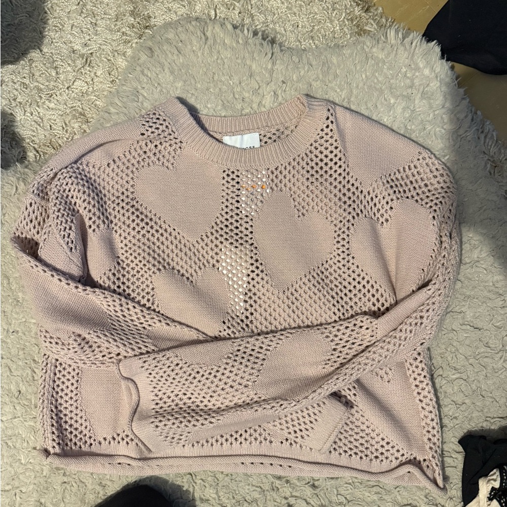 Pink Rose Blush Heart Knit Top